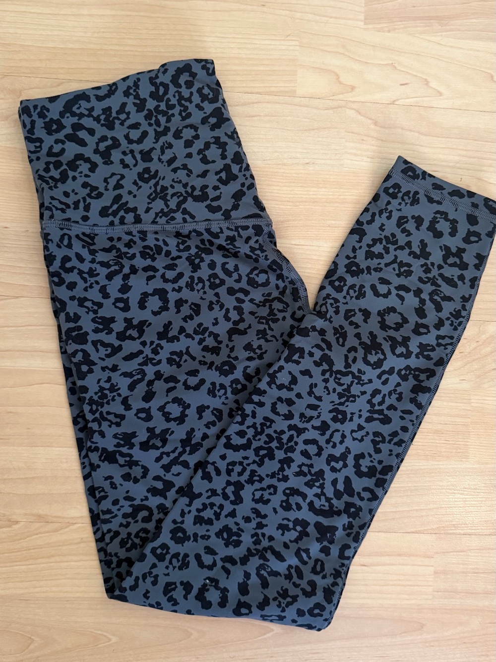 High-Waist Leopard Print Women's Leggings - Black Gray